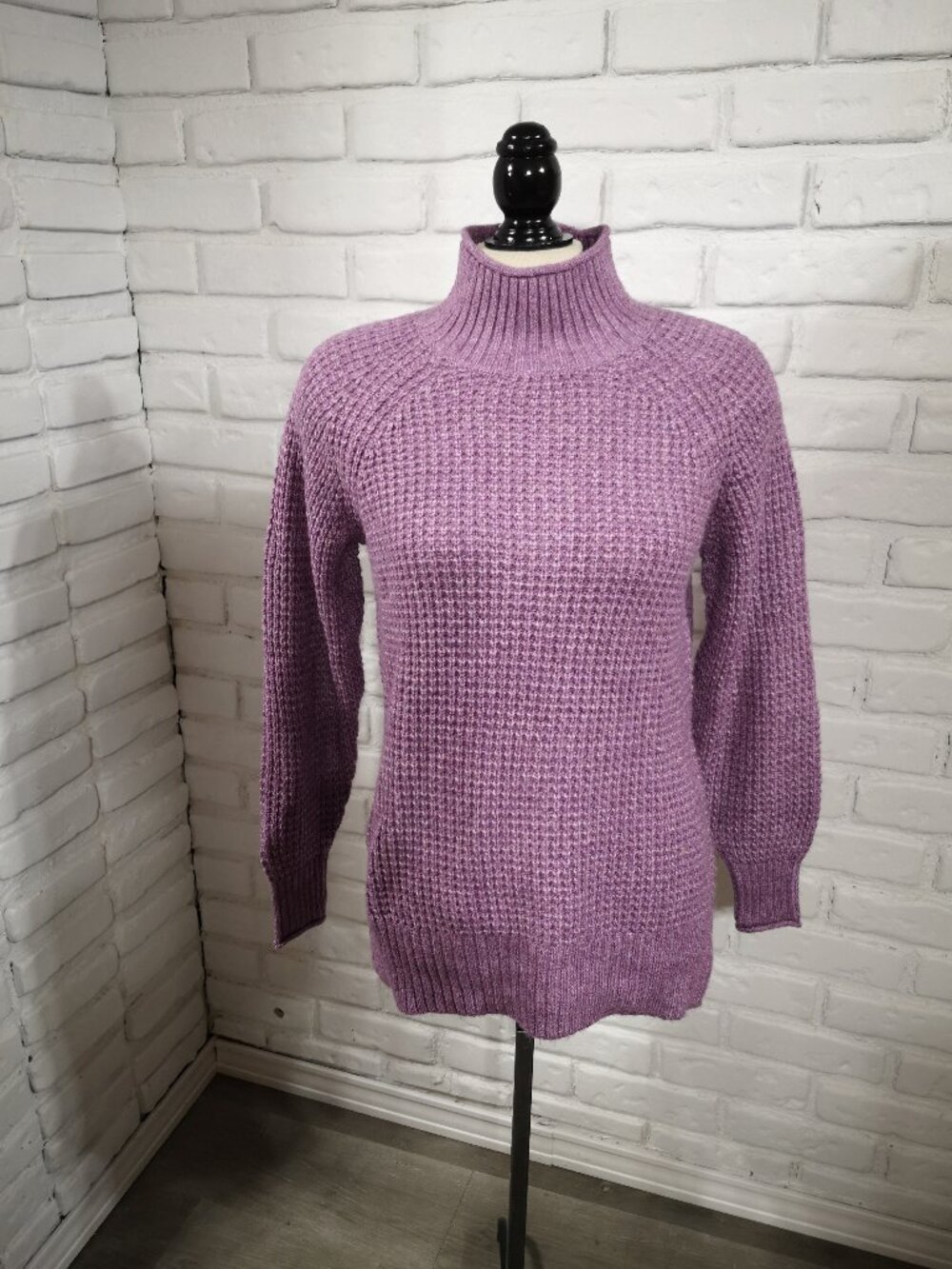 NWT Ricki's Ladies Size XS Purple High Mock Neck Textured Knit Sweater